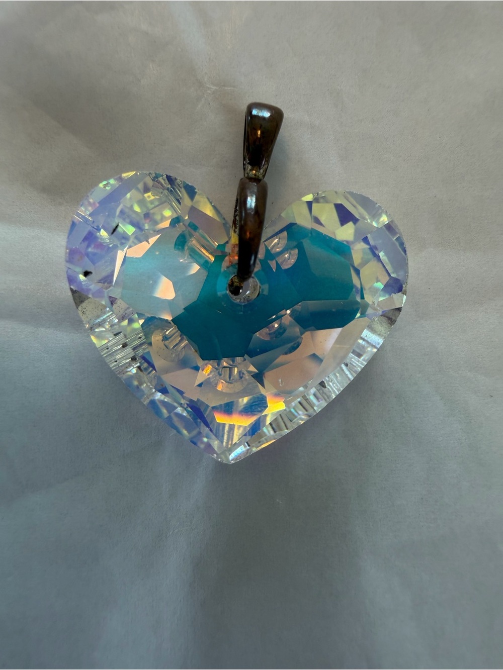 Crystal Heart Pendant Blue AB Aurora Borealis Sparkle‎